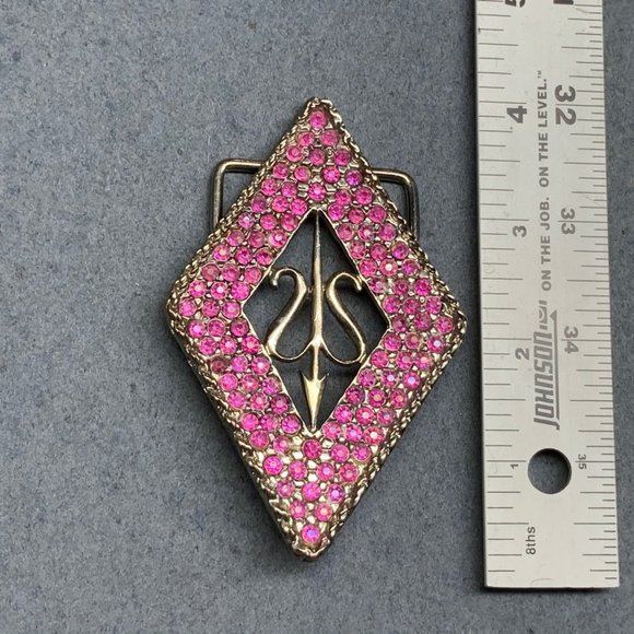 Diamond Swirl Belt Buckle Barbie Pink Rhinestone Silver Retro Soft Girl Cottage main image 7